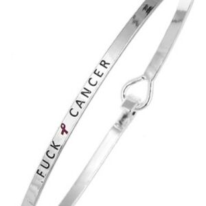 Fck Cancer Bracelet Pink Ribbon 3mm Bangle Breast Cancer Survivor Gift